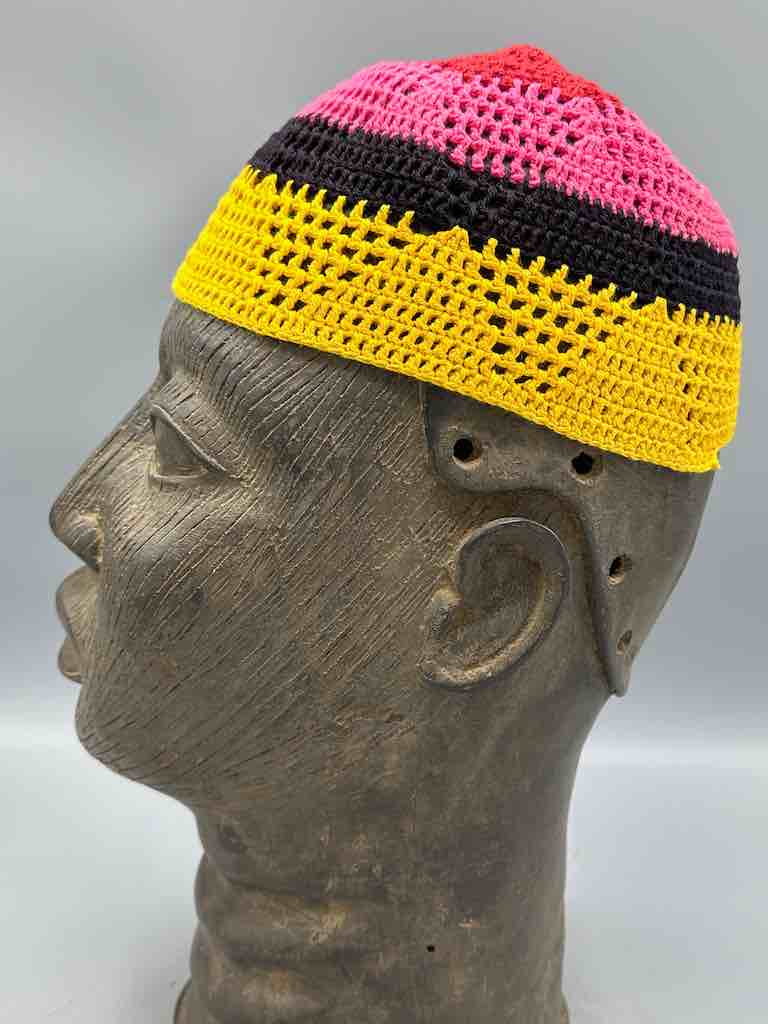 4-color 100% cotton crocheted kufi African men's hat