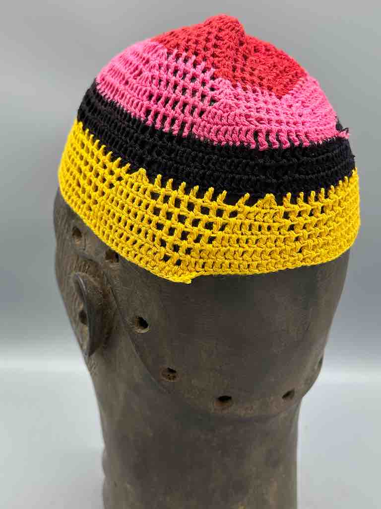 4-color 100% cotton crocheted kufi African men's hat