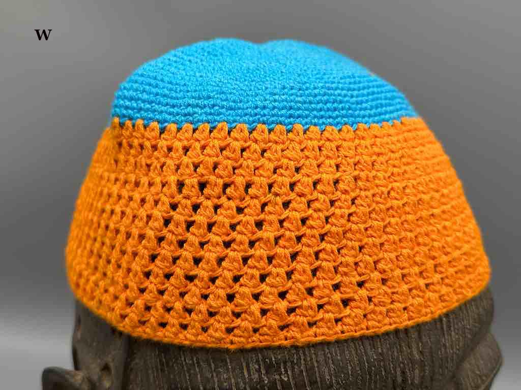 2 or 3-color 100% cotton woven top crocheted kufi African men's hat