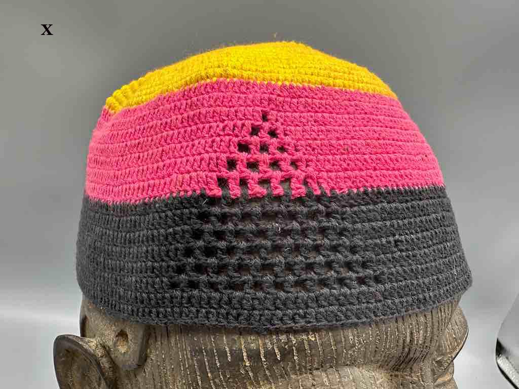 2 or 3-color 100% cotton woven top crocheted kufi African men's hat