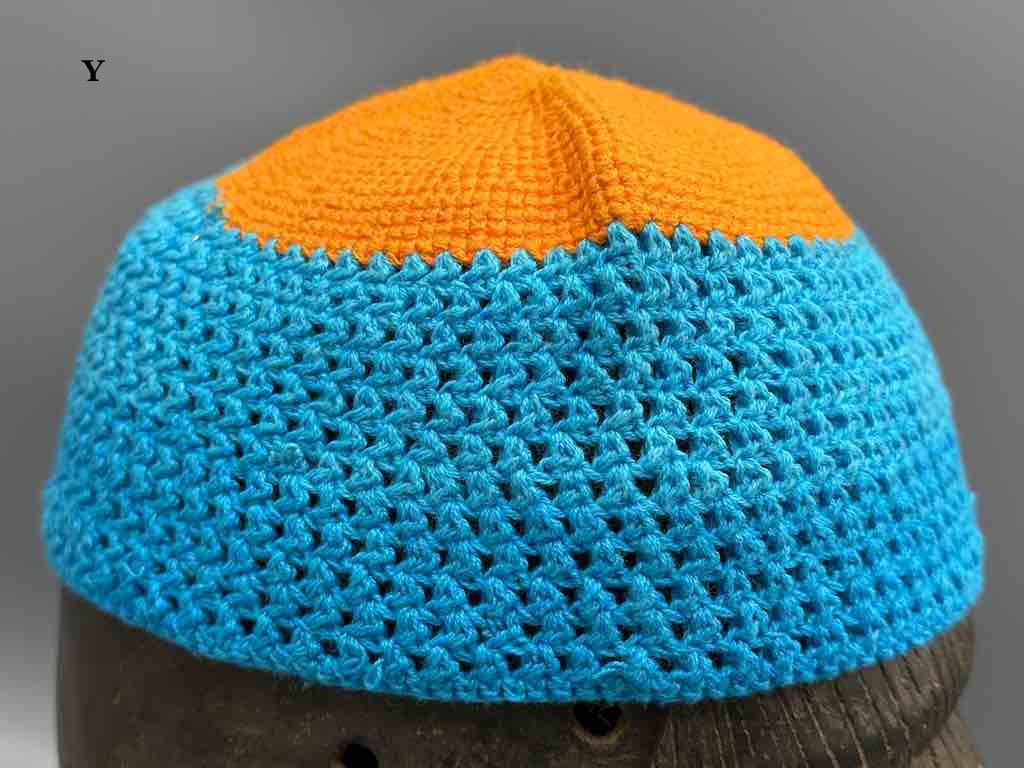 2 or 3-color 100% cotton woven top crocheted kufi African men's hat