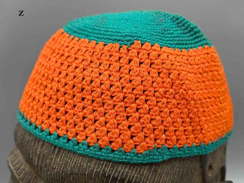 2 or 3-color 100% cotton woven top crocheted kufi African men's hat