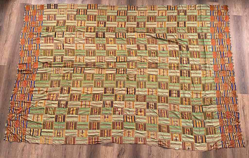 Largest Vintage Ashanti Kente African Green Silk Men's Textile | 122 x 82"