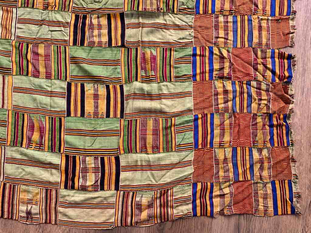 Largest Vintage Ashanti Kente African Green Silk Men's Textile | 122 x 82"