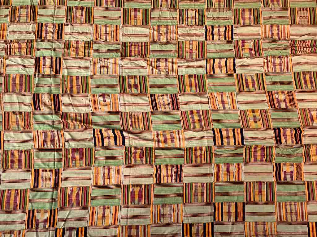 Largest Vintage Ashanti Kente African Green Silk Men's Textile | 122 x 82"