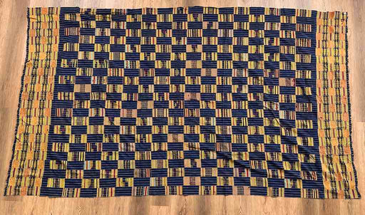 Largest Vintage Ashanti Kente African Black Silk Men's Textile | 120 x 70"