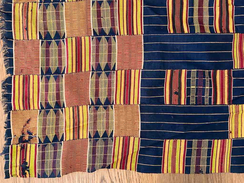 Largest Vintage Ashanti Kente African Black Silk Men's Textile | 120 x 70"