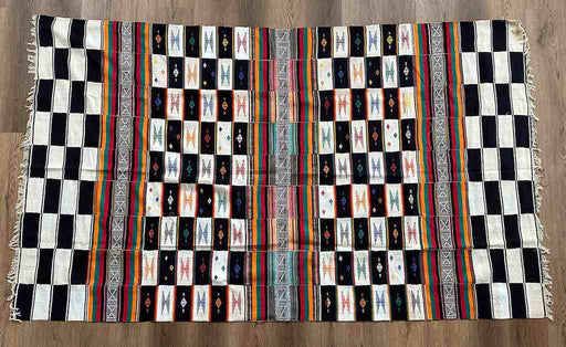 XL Black & White Fulani African Cotton Textile | 124 x 56"