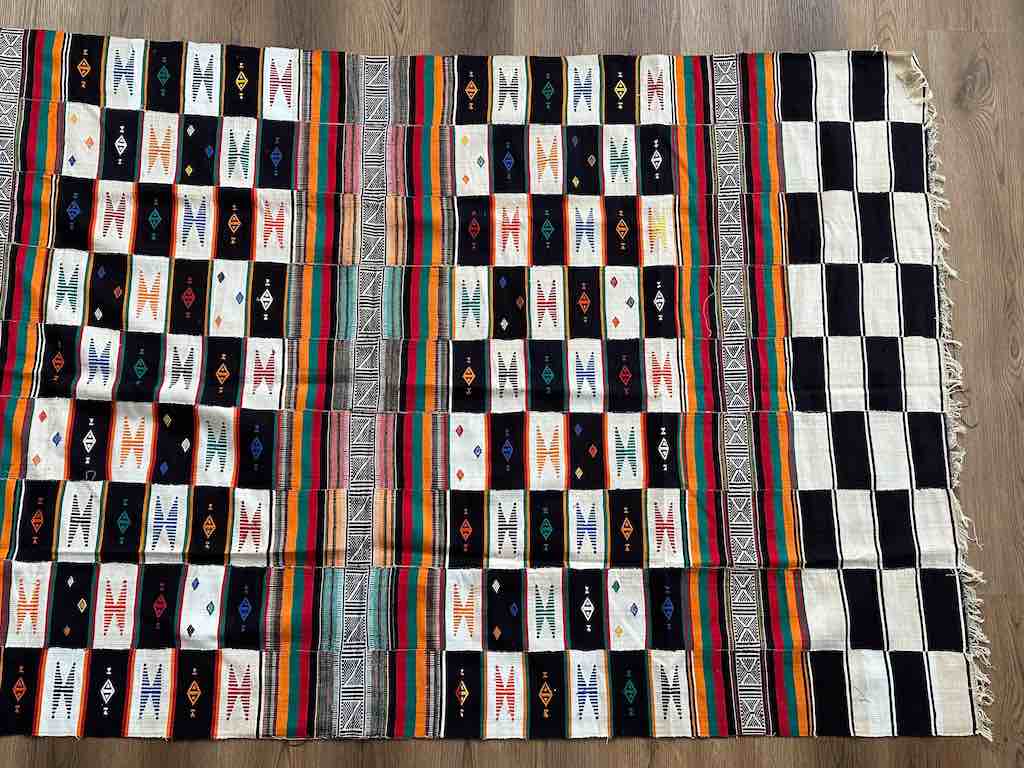 XL Black & White Fulani African Cotton Textile | 124 x 56"