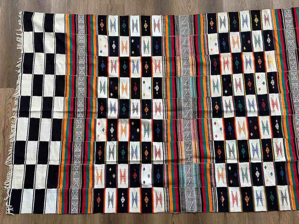 XL Black & White Fulani African Cotton Textile | 124 x 56"