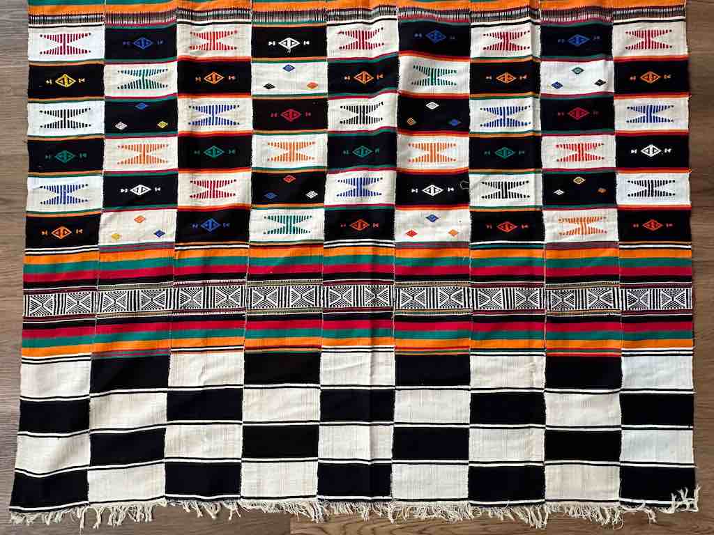 XL Black & White Fulani African Cotton Textile | 124 x 56"