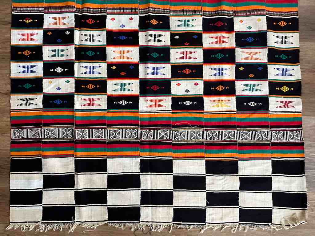 XL Black & White Fulani African Cotton Textile | 124 x 56"