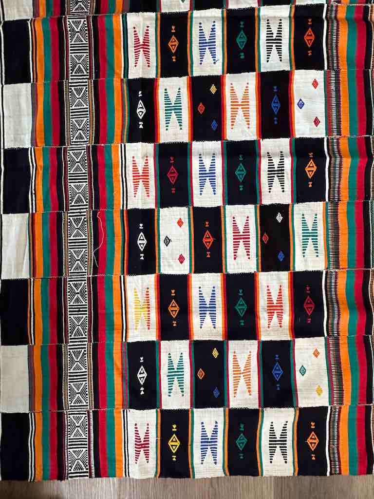 XL Black & White Fulani African Cotton Textile | 124 x 56"