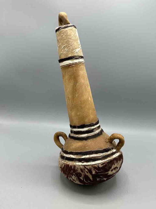 Tall Rawhide Bottle-Shape Decorated Container - Niger