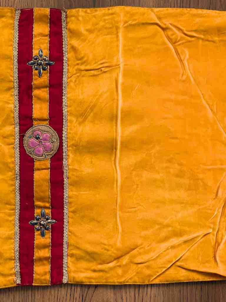 Antique Vietnamese Catholic IHS Design Authentic Ecclesiastical Cloth Altar Textile