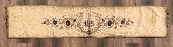 Antique Vietnamese Catholic IHS Design Authentic Ecclesiastical Cloth Altar Textile