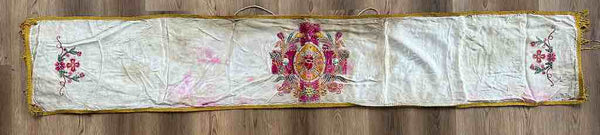 Antique Vietnamese Catholic Flaming Heart Cross Design Authentic Ecclesiastical Cloth Altar Textile