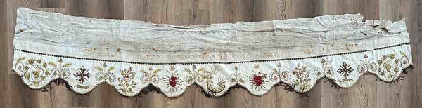 Antique Vietnamese Catholic Sacred Hearts Maltese Crosses Design Authentic Ecclesiastical Cloth Altar Textile