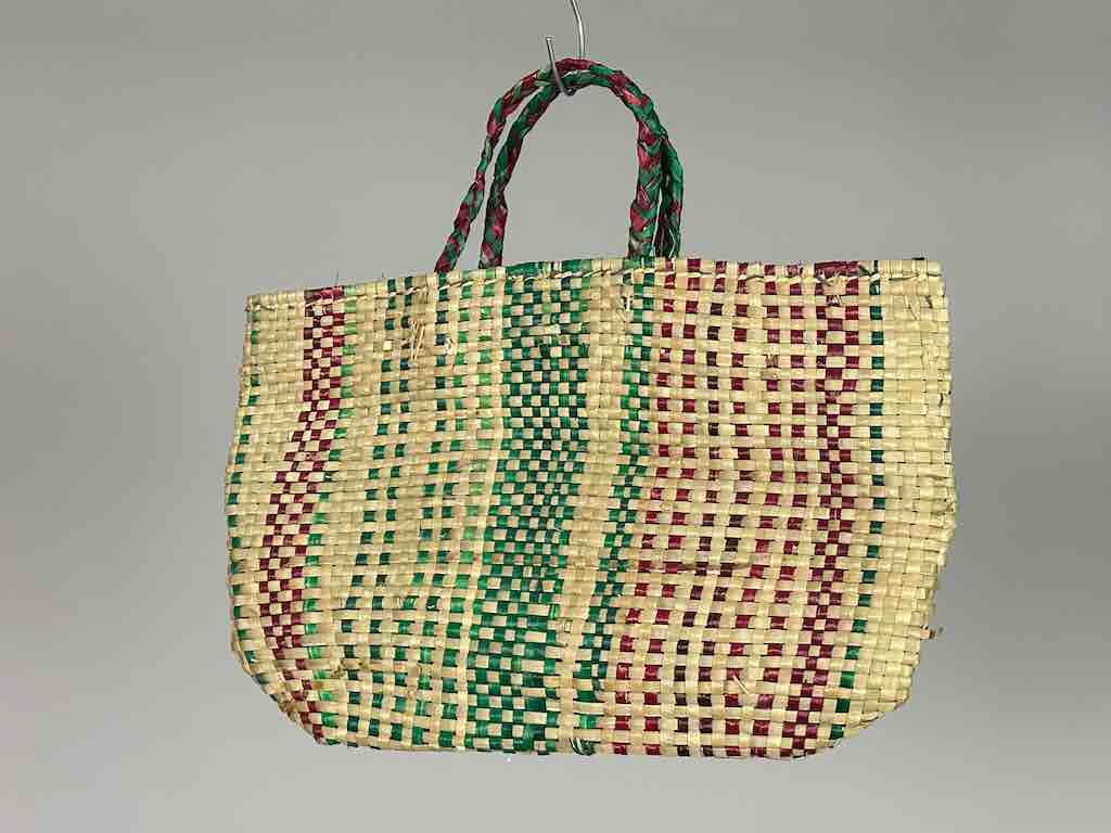 Smallest Lined Swampgrass Straw Beach Handbag - Benin