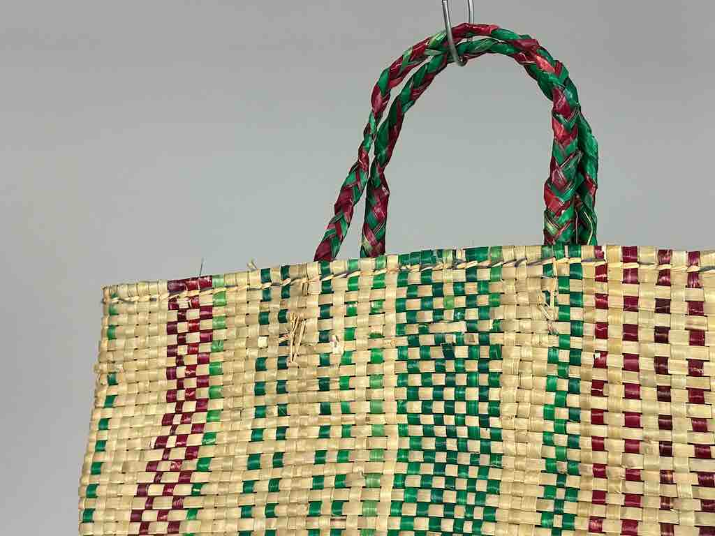 Smallest Lined Swampgrass Straw Beach Handbag - Benin