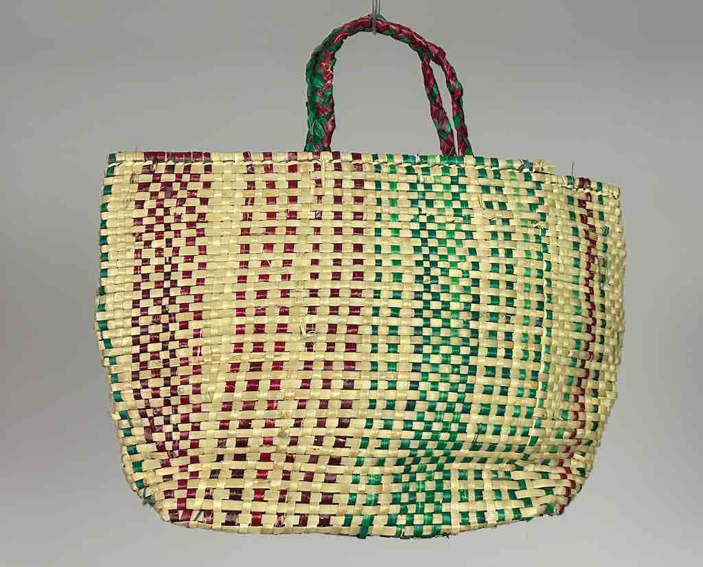 Smallest Lined Swampgrass Straw Beach Handbag - Benin