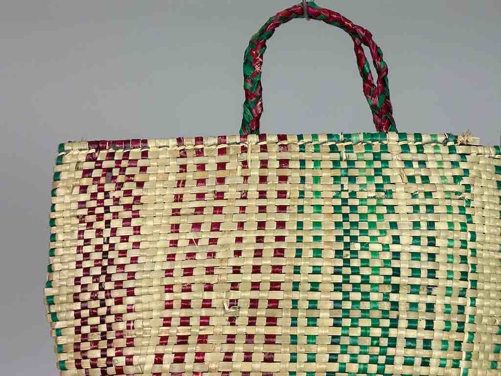 Smallest Lined Swampgrass Straw Beach Handbag - Benin