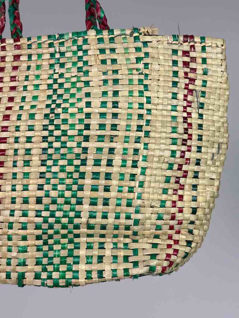 Smallest Lined Swampgrass Straw Beach Handbag - Benin