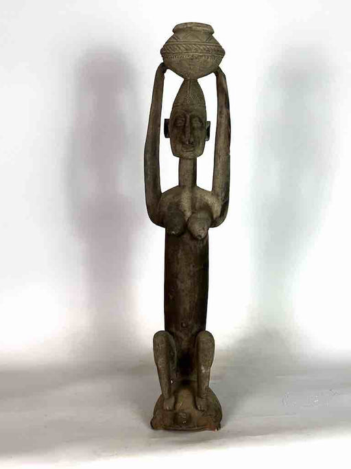 Vintage Dogon Female Seated on Turtle Fetish Statue - Mali