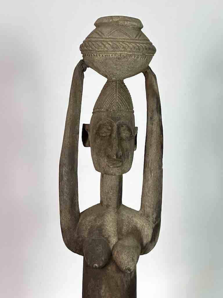 Vintage Dogon Female Seated on Turtle Fetish Statue - Mali