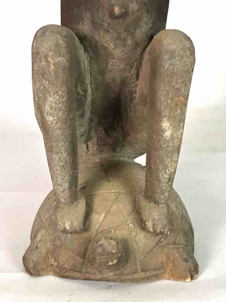 Vintage Dogon Female Seated on Turtle Fetish Statue - Mali