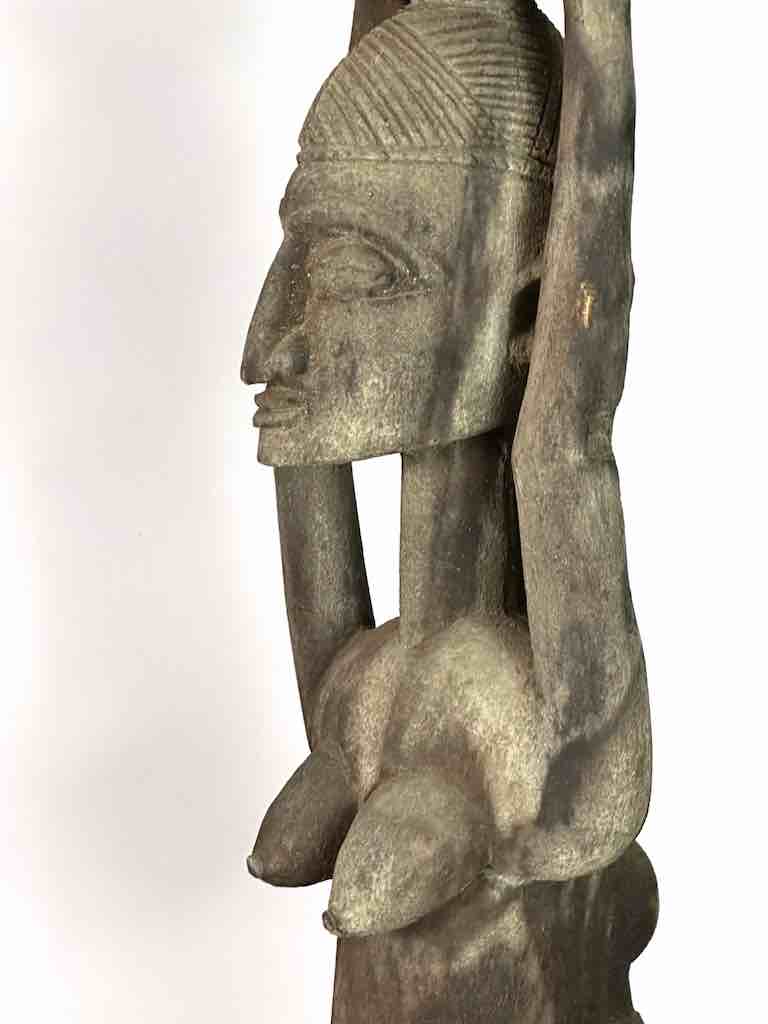 Vintage Dogon Female Seated on Turtle Fetish Statue - Mali