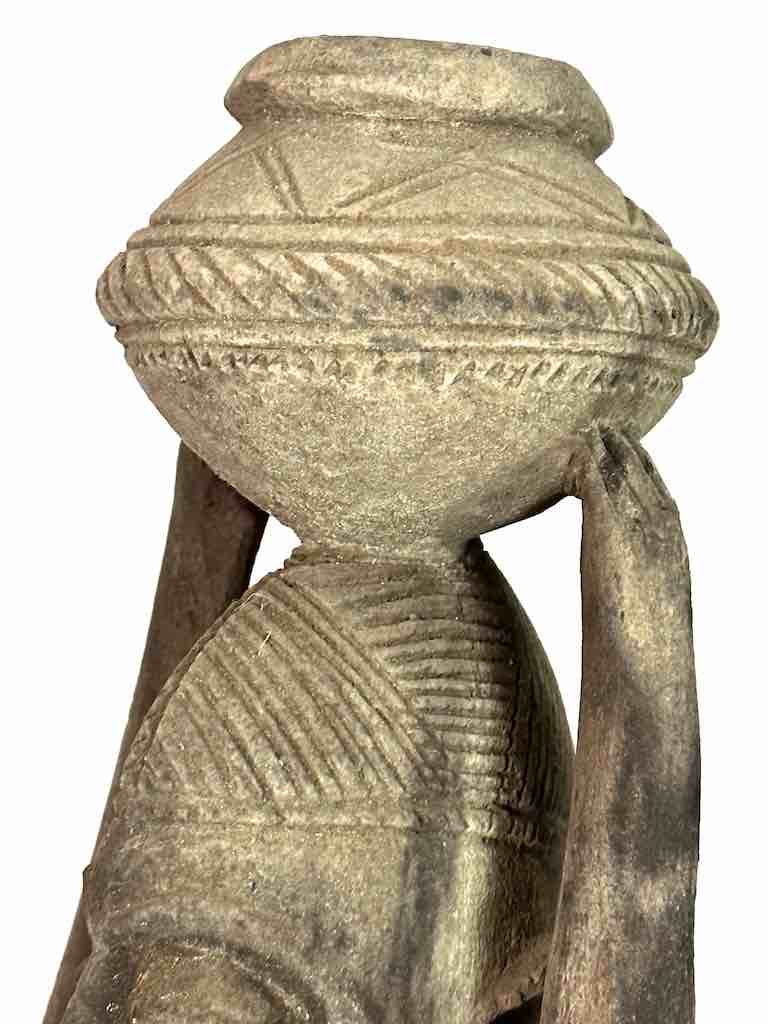 Vintage Dogon Female Seated on Turtle Fetish Statue - Mali