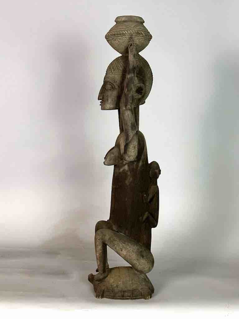 Vintage Dogon Female Seated on Turtle Fetish Statue - Mali