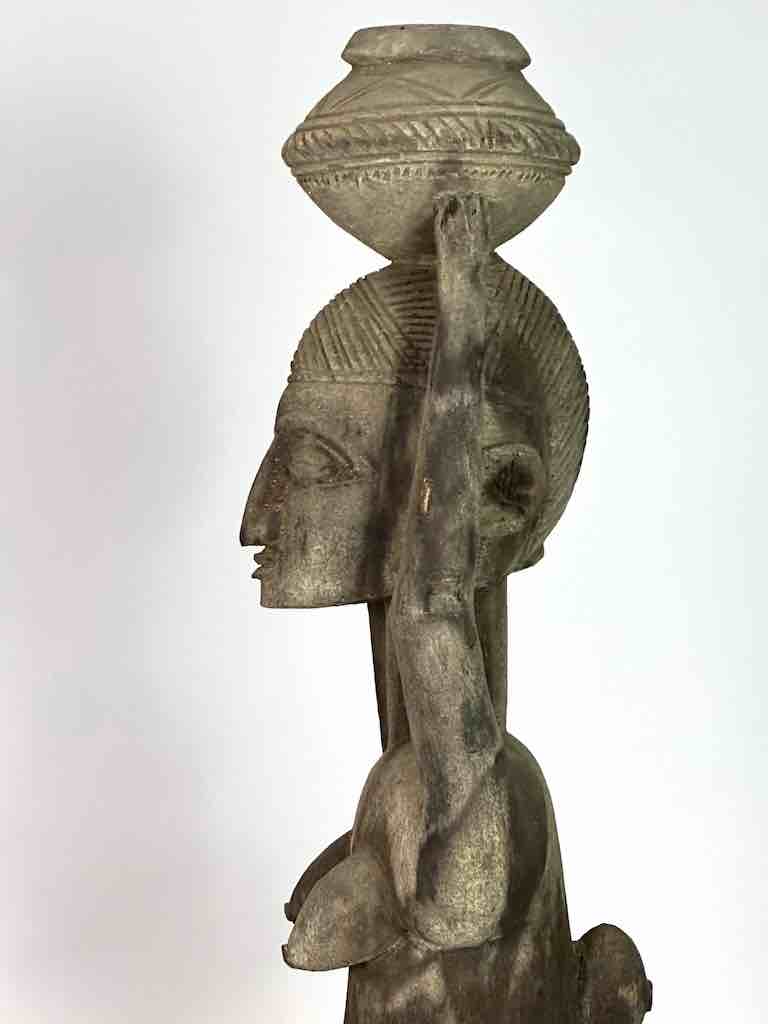 Vintage Dogon Female Seated on Turtle Fetish Statue - Mali