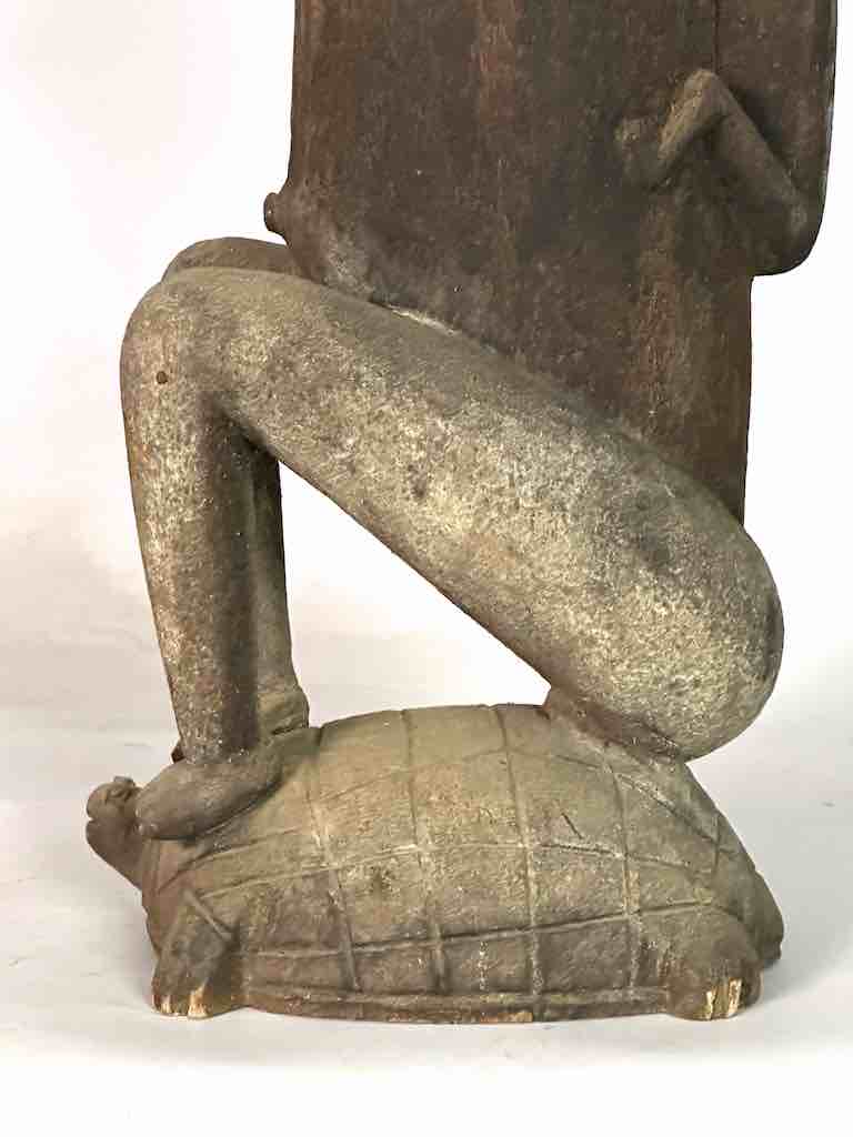 Vintage Dogon Female Seated on Turtle Fetish Statue - Mali