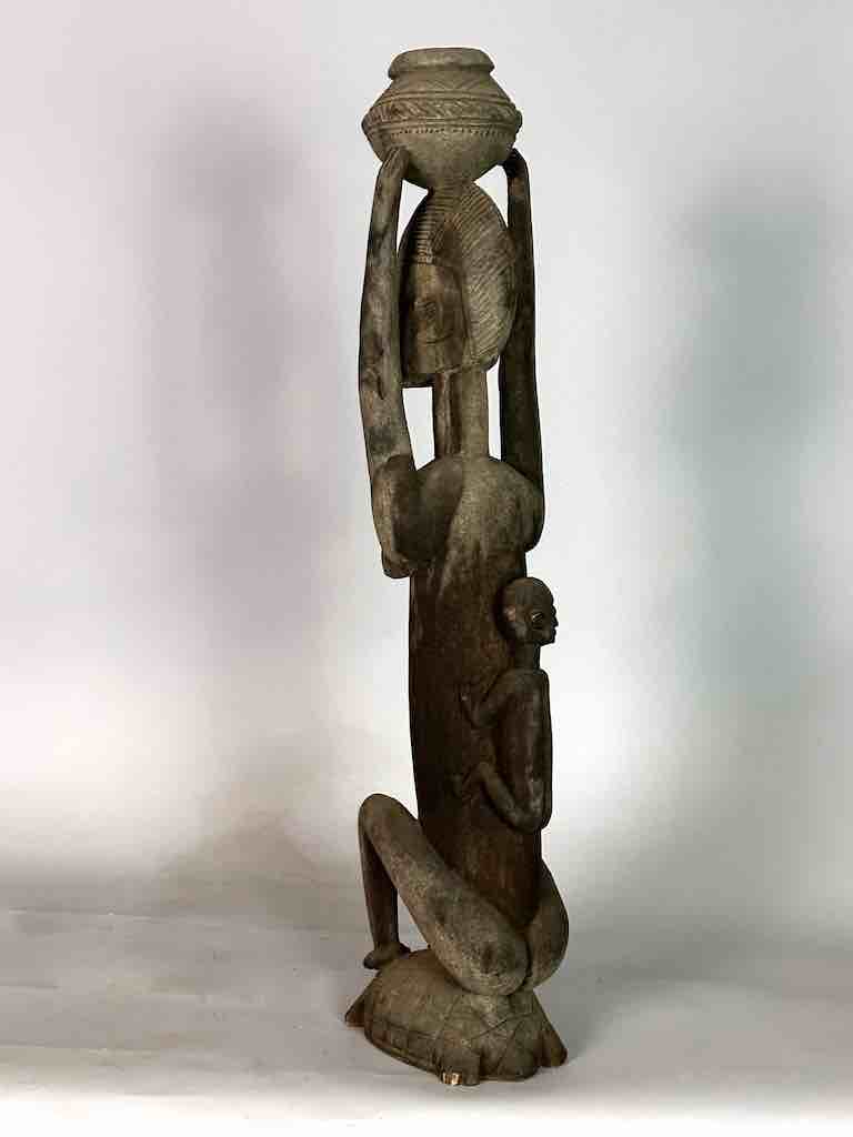 Vintage Dogon Female Seated on Turtle Fetish Statue - Mali