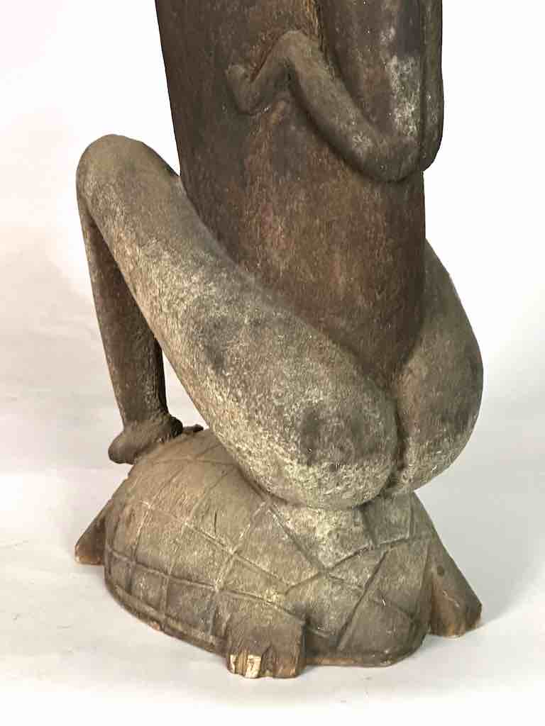 Vintage Dogon Female Seated on Turtle Fetish Statue - Mali