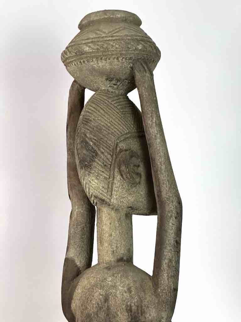 Vintage Dogon Female Seated on Turtle Fetish Statue - Mali