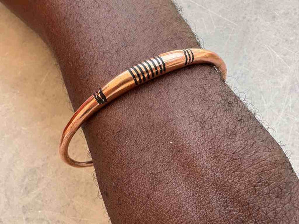 Tuareg Multiple Stripe Inlay Copper Bracelet