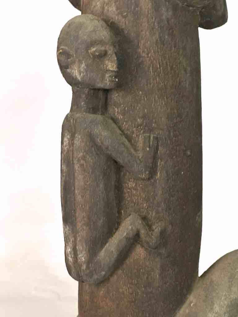 Vintage Dogon Female Seated on Turtle Fetish Statue - Mali