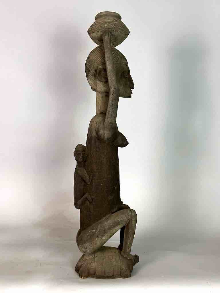 Vintage Dogon Female Seated on Turtle Fetish Statue - Mali