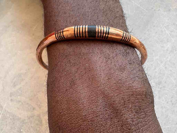 Tuareg Single Bar Multiple Stripe Inlay Copper Bracelet