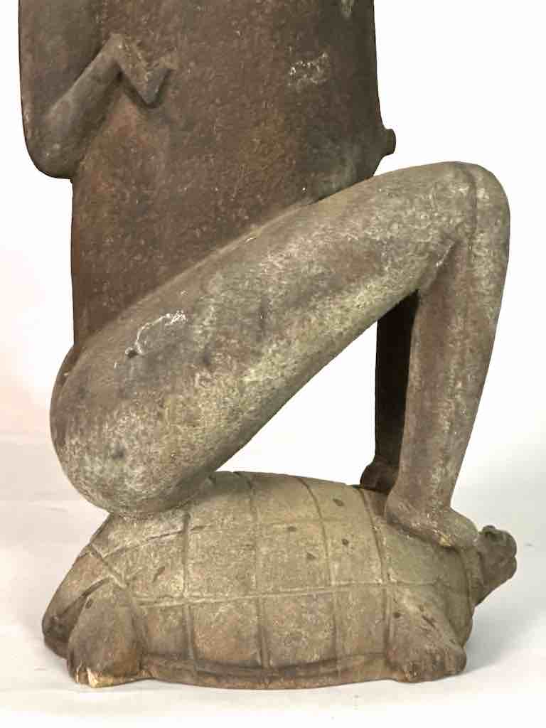 Vintage Dogon Female Seated on Turtle Fetish Statue - Mali