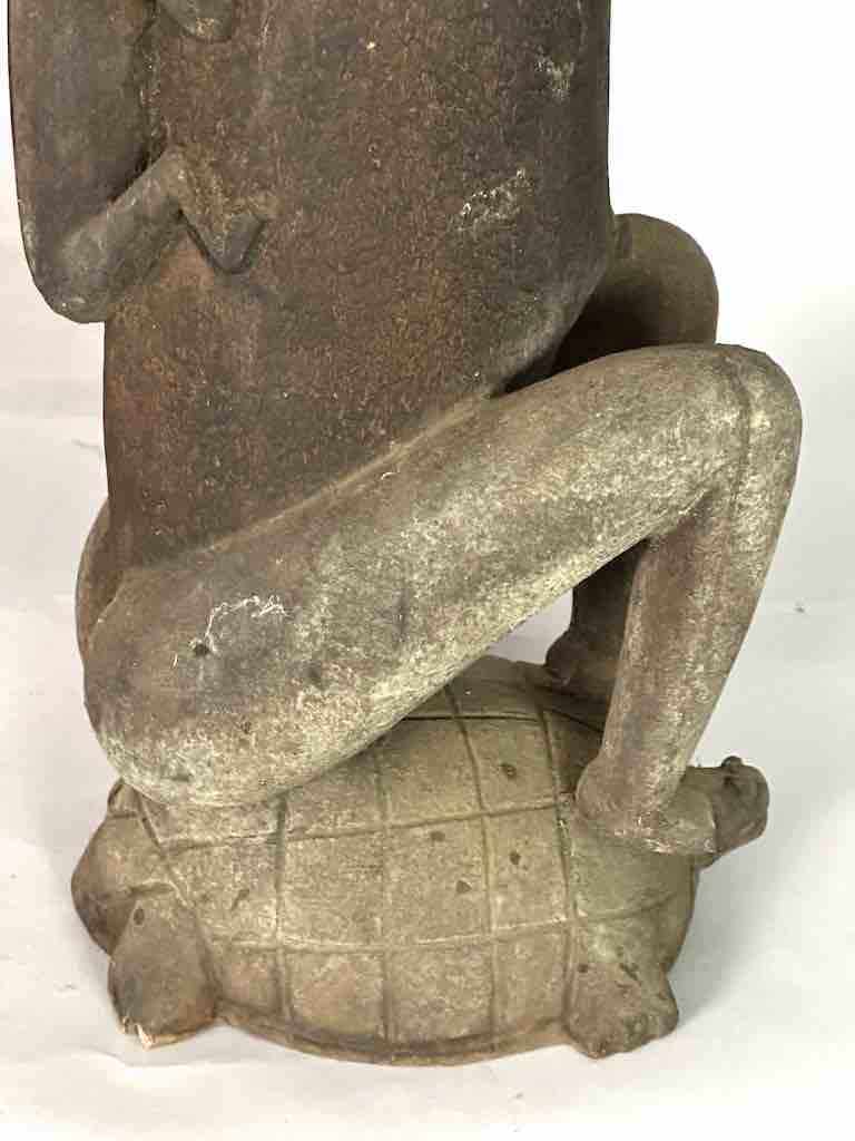 Vintage Dogon Female Seated on Turtle Fetish Statue - Mali