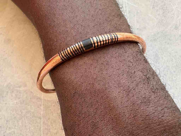 Tuareg Single Bar Multiple Stripe Inlay Copper Bracelet