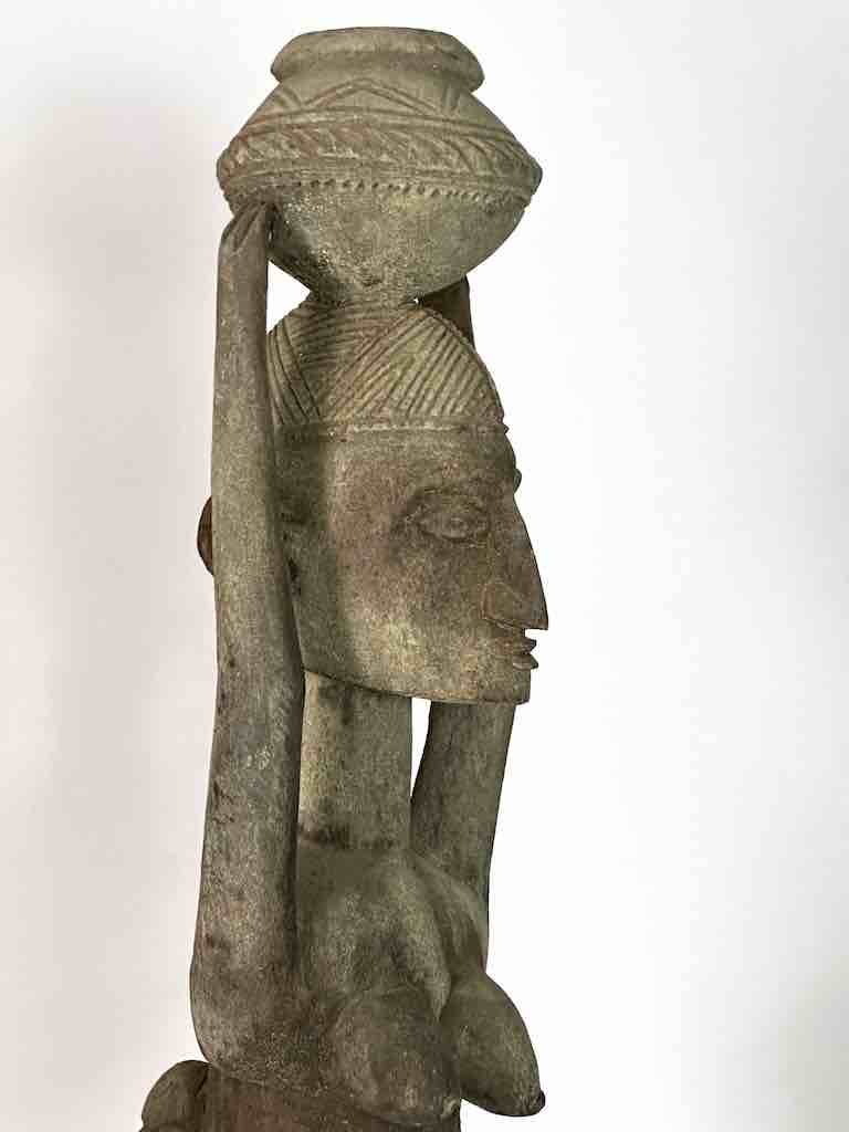 Vintage Dogon Female Seated on Turtle Fetish Statue - Mali