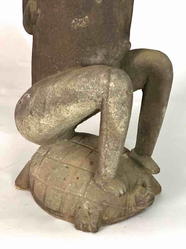 Vintage Dogon Female Seated on Turtle Fetish Statue - Mali