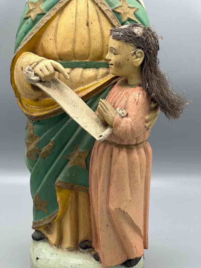 Antique Vietnamese Catholic Saint Theresa with Young Mary Figure