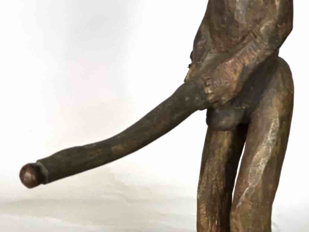 Vintage Jukun Male Fertility Figure with Exaggerated Genitalia - Nigeria