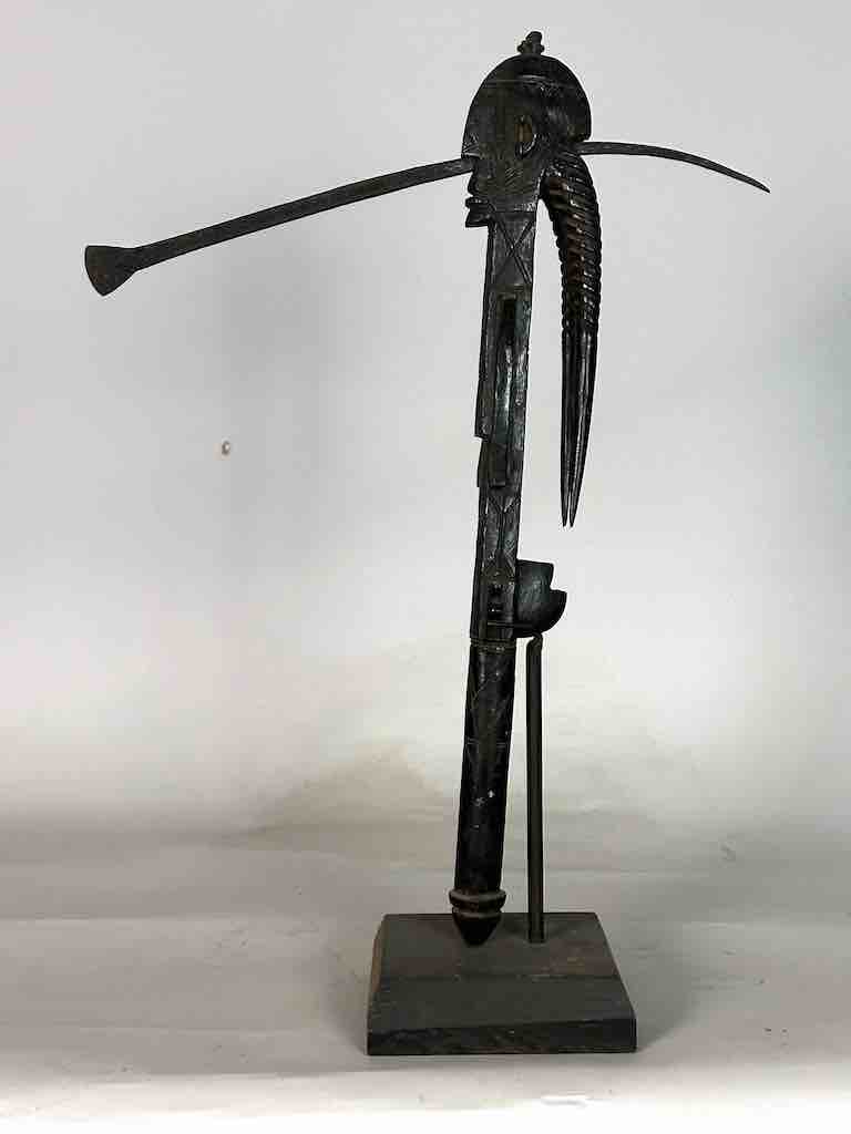 Senufo Ritual Iron-Blade Intricate Wood Handle Weapon/Tool | 24"